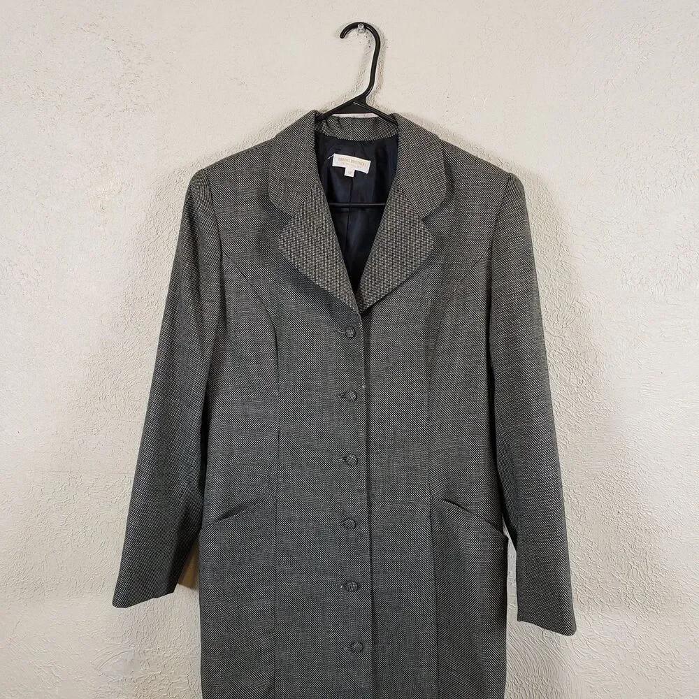 Vtg Brooks Brothers Gray 100% Wool Overcoat Trench Chesterfield Women's Size 12